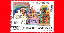 VATICANO  - USATO - 1986 - Viaggi Di Giovanni Paolo II Nel 1983-84 - POSTA AEREA - 450 L. • Polonia - Poste Aérienne