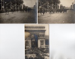 CPA 1105 - MILITARIA - Carte Photo Militaire X 3  -  Défilé Militaire  - PARIS Le 14 Juillet 1919 - Arc De Triomphe - War 1914-18