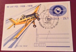 POSTA AEREA -INTERO POSTALE POLONIA - 50 LAT PZL - 1928 - 1978 - CON ANNULLO SPECIALE - Posta Aerea