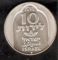 MONEDA DE PLATA DE ISRAEL DE 10 LIROT DEL AÑO 1974 (COIN) SILVER-ARGENT - Israël