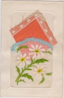 Cpa,1925,oeuvre D´art,carte Artisanale,brodée à La Main,avec Mouchoir,et Fleurs,parfait,recherchée - Oggetti D'arte