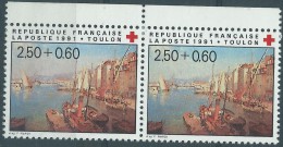 [03] Variété : N° 2733 Croix-rouge 1991 Fond Rose Tenant à Fond Jaune  ** - Unused Stamps