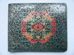 - Porte-billets Et Cartes En Cuir Couleur Vert Avec Décors Dorés -dim.:10x12cm -travail Italien- (peu Servi) - Manchetknopen & Boordknopen