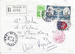 Recommandé 83 TOULON GARE VAR 1978 Pour Toulon Timbres Daurat Vanier, St Lo, Marianne - Lettres & Documents