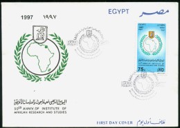 Egypt First Day Cover 1927 - 1997 50 Years Golden Jubilee Of Institute Of African Research & Studies - 75 P Stamp On FDC - Briefe U. Dokumente