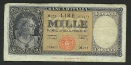 ITALIA REPUBBLICA -  1000 MILLE LIRE BANCA D'ITALIA QUALITA' MB/BB  ( R3 ) MEDUSA DECR. 11-02-1949 - MENICHELLA/URBINI - 10000 Liras