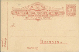 PRIVAT-STADTPOST - CARTE ENTIER De DRESDEN Avec RARE REPIQUAGE AU DOS De La VEREIN DRESDNER KAUFLEUTE - THEME ABEILLE - Private & Lokale Post