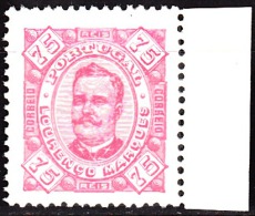 Lourenço Marques - 1893-94,   D. Carlos I.  75 R.  Pap. Porc.  D. 12 3/4   (*) MNG   MUNDIFIL  Nº 8a - Lourenzo Marques