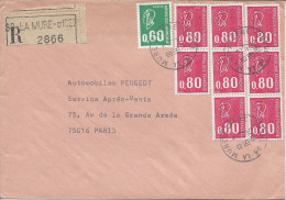 Recommandé La Mure D'Isère 1975 Pour Paris 8 Timbres Bequet 0.80F +1 Bequet 0.60F - Lettres & Documents