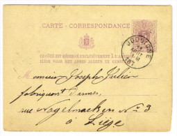 Carte Correspondance De Jodoigne 1878 Vers Liège - Autres & Non Classés