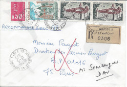 Recommandé Marseille St Antoine 1975 Pour Paris Timbre Bequet, Bazoches Amboise - Lettres & Documents