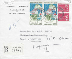 Recommandé PONT L'EVEQUE 1976 Pour Deauville Timbre Saint Florent + 2 Bequeet 0.50F Rouge - Lettres & Documents