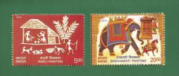 INDIA 2012 - SHEKHAWATI & WARLI PAINTINGS - 2v MNH ** - Traditional Painting , Art, Culture - As Scan - Neufs