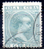 1890 "Baby" Key-type -5c. - Green FU - Cuba (1874-1898)