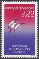 Timbre-poste Neuf** - Bicentenaire De La Révolution Française - N° 376 (Yvert) - Andorre Français 1989 - Nuevos