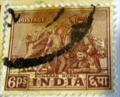 India 1949 Konarak Horse 6p - Used - Used Stamps