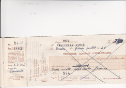 Chéquier Trésorerie Générale D´Eure Et Loir - Dreux - Il Reste Un Chéque Mais Tous Les Talons - 1946 - Cheques & Traveler's Cheques