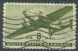 USA 1941-44 TRANSPORT PLANE AIRMAIL Olive Creen   8c USED SC C26 MI 501 SG PA27 YV A902 - 2a. 1941-1960 Gebraucht