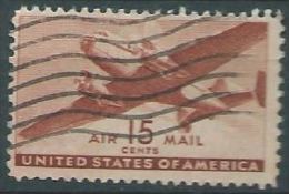 USA 1941-44 TRANSPORT PLANE AIRMAIL Brown Carmine 15c USED SC C28 MI 503 SG PA29 YV A904 - 2a. 1941-1960 Usados