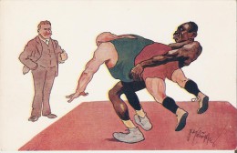 SPORTS - WRESTLING : THE FIGHT. B.K.W.I. Nr. 492-4. Draw Signed. - Wrestling