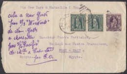 1905-H-27 CUBA. REPUBLICA. 1905. SOBRE A PORT SAID. EGIPTO. SHIP USS WORWARTS. USS PACIFIC. RARE TRANSIT. EGYPT - Cartas & Documentos