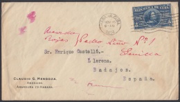 1914-H-36 CUBA. REPUBLICA. 1914. GERTRUDIS GOMEZ AVELLANEDA. SOBRE A ESPAÑA. SPAIN. 16 NOV 1914. - Briefe U. Dokumente