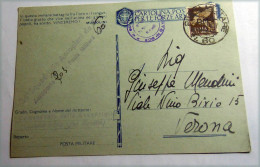 Franchigia Cartolina Postale Posta Militare 60 + AEROPORTO 903  Albania P.m. 50 C. Posta Aerea X VERONA - Franchise