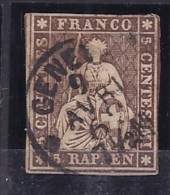 Switzerland1854: Michel13 I Used Narrow Margins(but Not Missing)Cat.Value 250Euros($297) - Oblitérés