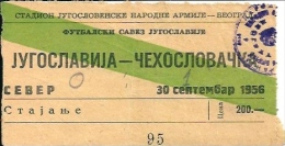 Sport Match Ticket UL000266 - Football: Yugoslavia Vs Czechoslovakia 1956-09-30 - Tickets D'entrée