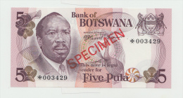 BOTSWANA 5 PULA 1976 SPECIMEN UNC NEUF - Botswana