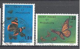 Saint Pierre Et Miquelon: Yvert N° 441/2°; Papillons; Voir Scan - Oblitérés