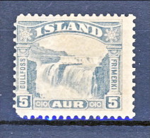 Islanda 1931,  Cascate Gulfoss. Unificato N. 138  Aur 5 Grigio MNH - Neufs