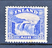 Islanda 1931,  Cascate Gulfoss. Unificato N. 141 Aur 35 Oltremare MNH - Neufs