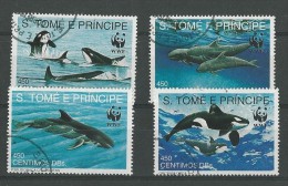 St Thomas & Prince: 1080/ 1083 Oblit   WWF - Walvissen