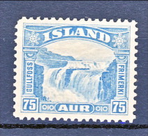 Islanda 1931,  Cascate Gulfoss. Unificato N. 144 Aur 75 Verde MNH - Ongebruikt