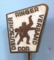 WRESTLING - Federation, East Germany, DDR, Enamel, Pin, Badge - Lutte