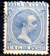 1890 "Baby" Key-type - 1c - Blue MH - Cuba (1874-1898)