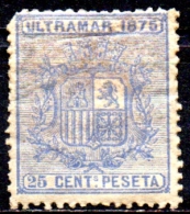 1875 Arms - 25c - Blue MH - Cuba (1874-1898)