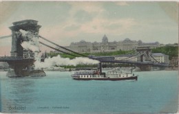 Cpa,hongrie,budapest En 1906,avec Timbre ,perle Du Danube,lanczhid,lanchid,p Ont,kettenbrucke,péniche à Vapeur,rare,gesc - Ungarn