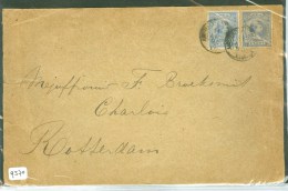 BRIEFOMSLAG  Uit 1895 GELOPEN Van AMSTERDAM-ANTWERPEN Naar CHARLOIS * NVPH NR 35 2x   (9570) - Brieven En Documenten