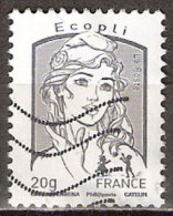 Timbre France Y&T N°4766 (05) Oblitéré. Marianne De Ciappa Et Kawena. Ecopli 20g. Gris. Cote : 0.56 € - 2013-2018 Marianne Of Ciappa-Kawena