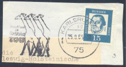 Germany Deutschland 1965 Slogan Cancellation Flamme; Fauna Girefe Giraffe Besucht Uns Im Karlsruher ZOO - Giraffes