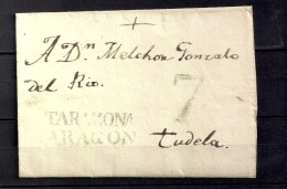 1839, CARTA CIRCULADA ENTRE TARAZONA Y TUDELA, MARCA " TARAZONA - ARAGÓN ", PORTEO 7 - ...-1850 Prefilatelia