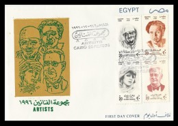 Egypt First Day Cover 1996 ACTORS / ARTISTS / CELEBRITIES 4 STAMP ON FDC - Lettres & Documents