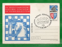 34 POLONIA 1981  Tarjeta Postal-Torneo De Ajedrés TT.: Caballos,Horses,Torres,Tower,Chess. - Abarten & Kuriositäten