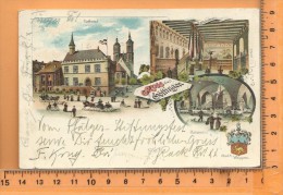 GÖTTINGEN: Gruss, Litho Multi Vues, Rathaus, Rathaushalle, Ratskeller, Stadt-Wappen - Göttingen