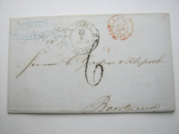 LÜBECK ,  1855, Klarer Stempel Auf Tax Brief Nach  Frankreich - Lubeck