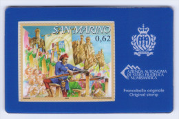 2013 SAN MARINO  "50° ANN. CORPO BALESTRIERI 0,62" CALAMITA CARD - Plaatfouten En Curiosa