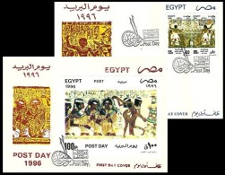 Egypt First Day Cover 1996 Set Of 2 Covers POST DAY Souvenir Sheet & Stamp ON FDC - Storia Postale