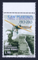 2013 SAN MARINO "CENTENARIO ATTERRAGGIO GIANNI WIDMER" SINGOLO MNH - Nuevos